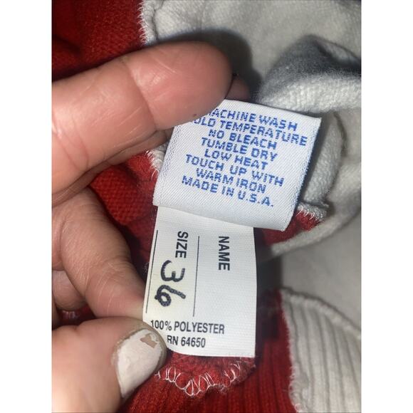 Varsity Red and White Sleeveless Sweater - Picture 5 of 8